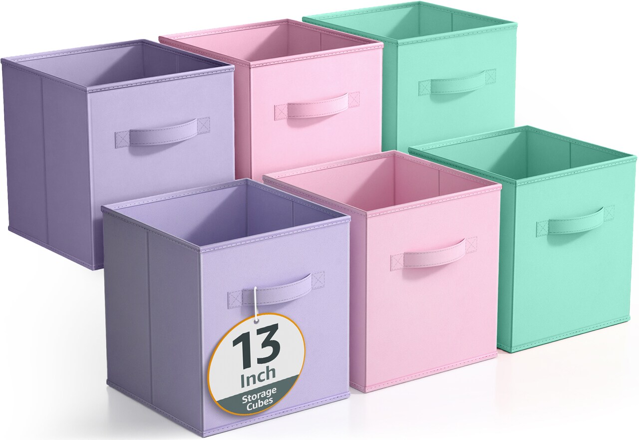 Sorbus 6 Pack 13 Inch Foldable Storage Cubes with Handles- for Organizing Home, Shelves, Nursery, Playroom, Closet and More